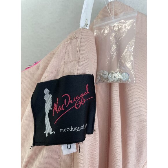 Mac Duggal Womens 0 Pink Strapless Beaded Mermaid Prom Gown Formal Dress Formal - Picture 3 of 8